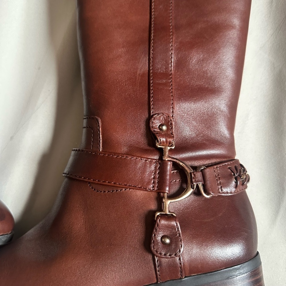 Alex Marie Brown Over the Knee Boots with Equestrian Design - Picture 2 of 12